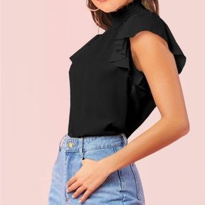Black ruffle blouse